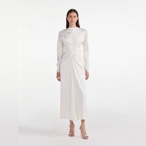 SALONI Marta Blouson Midi Dress in Pearl NWT Size US 8